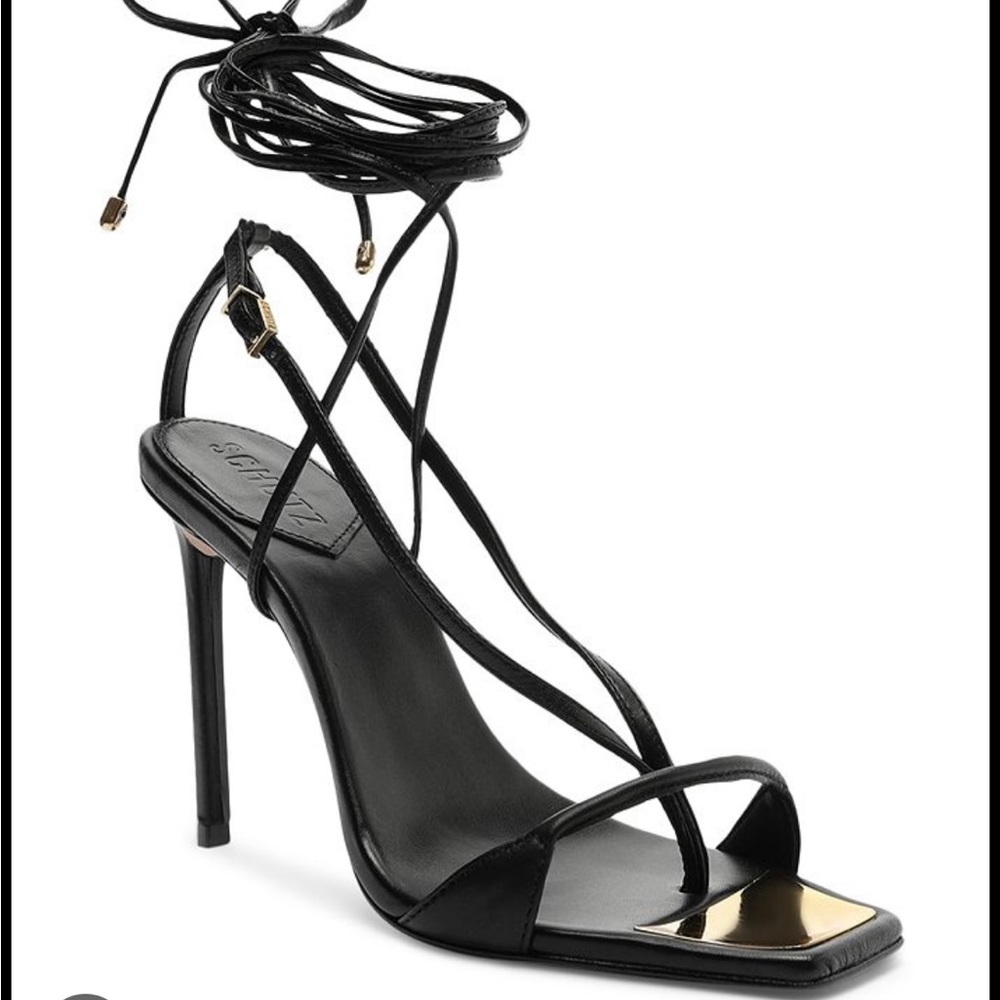 Schutz Vikki black strappy heels